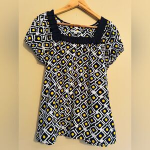 LOFT Black and White Graphic Blouse Relaxed Fit